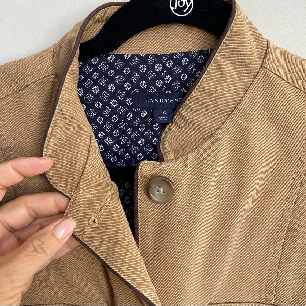 Land's End Barn Jacket, Honey Brown Cotton Canvas - Picture 2 of 9